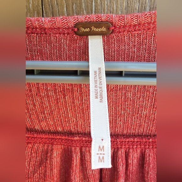 Free People Salmon Pink Waffle Knit Blouse - Picture 2 of 3